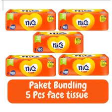 BOP [1 แพ็คเกจ 5 ชิ้น] NICE TISSUE 180 แผ่น 2 PLY NICE FACIAL TISSUE - DAILY NICE DRY TISSUE