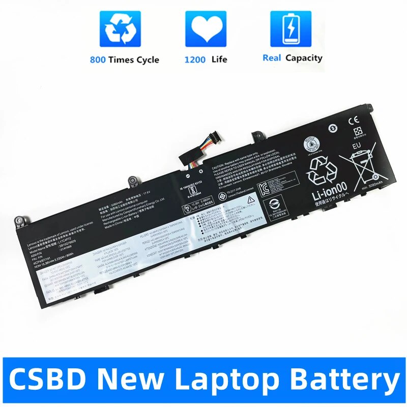แบตเตอรี่แล็ปท็อป L17C4P72 L17M4P72  For Lenovo ThinkPad X1 Extreme Gen 1 2 For ThinkPad P1 1st 2nd 
