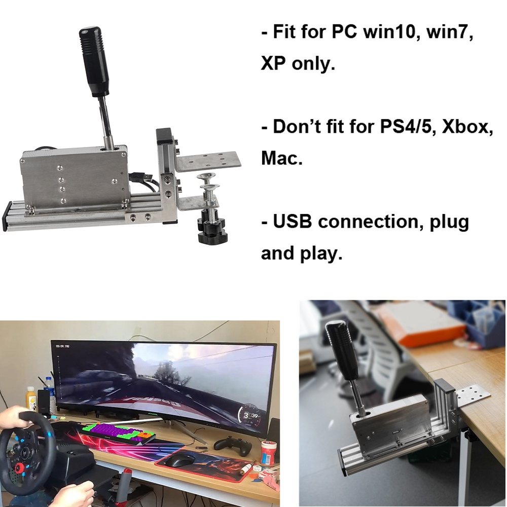 PC USB Racing เกมลําดับ Shifter H เกียร์ Shift & Fixture Clamp Bracket สําหรับ Logitech G29/G25/G27/G920/G923 สําหรับ Thrustmaster T300 - รูปที่ 4