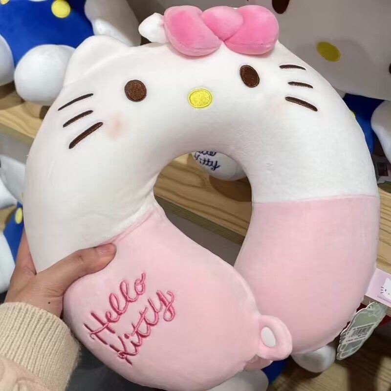 SANRIO [Haroro] หมอนรองคอ รูปตัว U ลาย Hello Kitty สีชมพู สําหรับเดินทาง