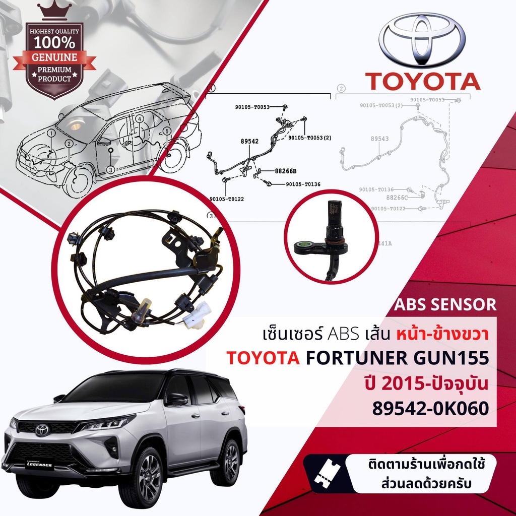 !!ส่งเลขตัวถังเพื่อความถูกต้อง!! เซ็นเซอร์ ABS , Sensor ABS หน้า RH Toyota Fortuner  ปี 2015-2022 89
