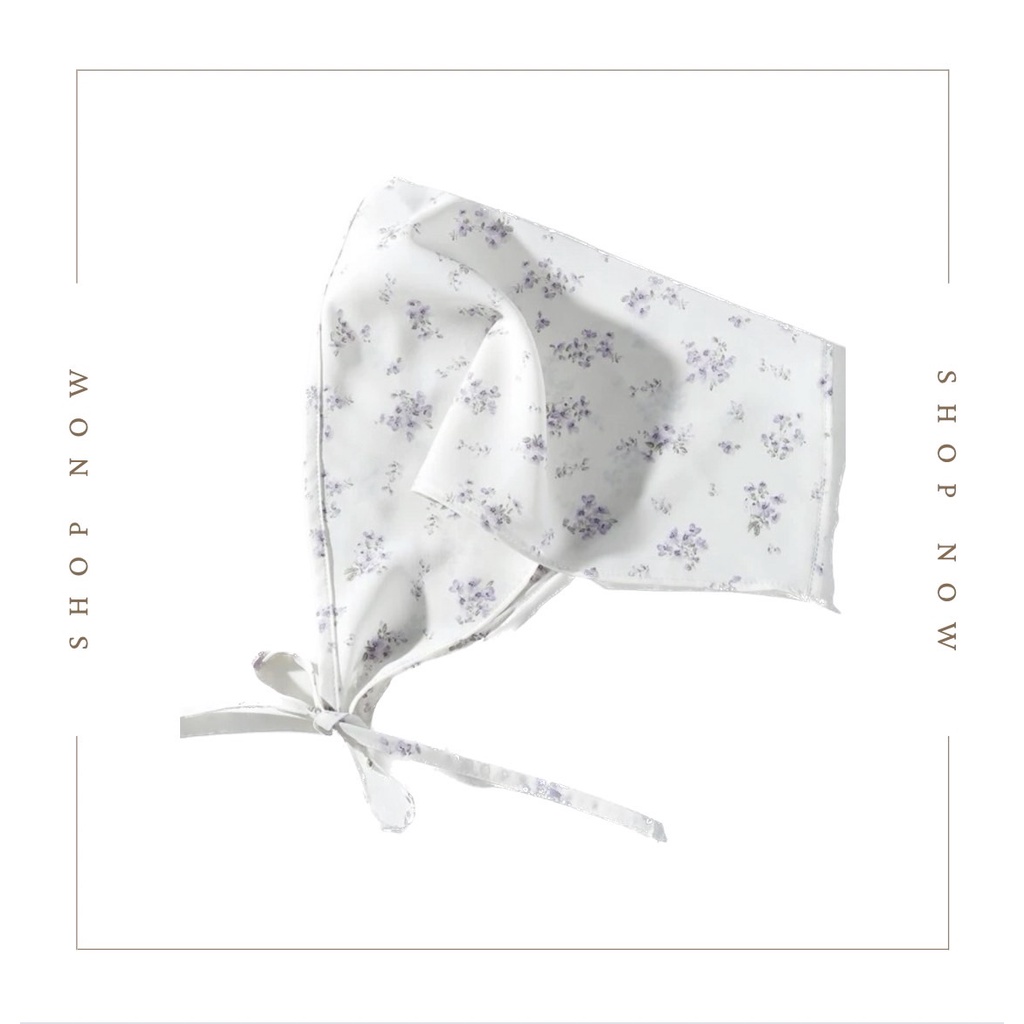 violet floral print ที่คาดผม ที่คาดผมลายดอกไม้ ผ้าโพกผม ผ้านุ่ม H55