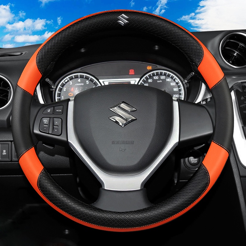 No ปลอกหนังหุ้มพวงมาลัยรถยนต์ ไมโครไฟเบอร์ กันลื่น สําหรับ Suzuki Jimny Grand Vitara Sx4 Swift Alto