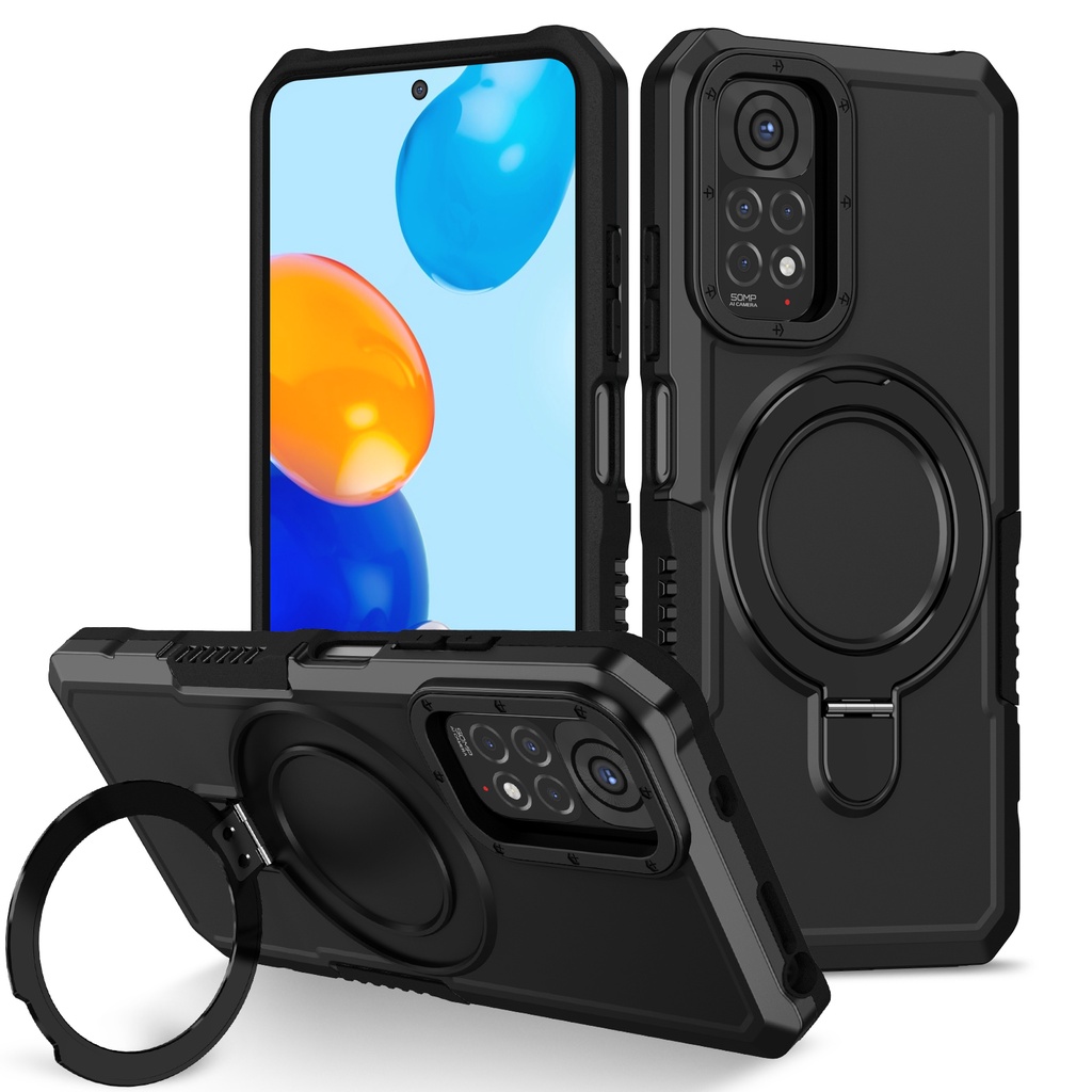 สําหรับ Redmi Note 11 Pro / 11S / Note 14 Pro 5G กรณีแหวน Hard PC กลับ Soft TPU Edge ทหาร-เกรด Drop ป้องกันกันกระแทก Slim บางฝาครอบ