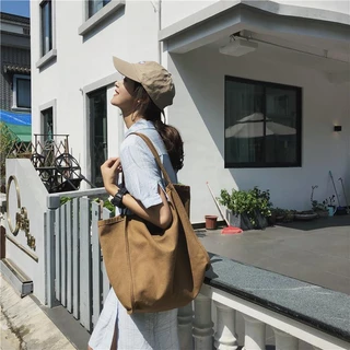 【พร้อมส่ง】miss bag fashion กระเป๋าสะพายไหล่ กระเป๋าเดินทางผ้าแคนวาส