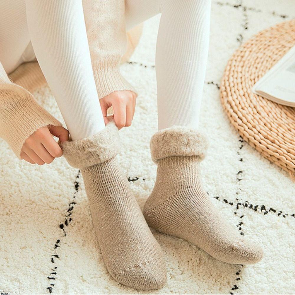 เมล็อดก ถุงเท้าฤดูหนาว, กันความเย็นให้อบอุ่นฤดูหนาวถุงเท้าที่อบอุ่น, คุณภาพข้นสีทึบถุงเท้าแคชเมียร์ผู้หญิง - รูปที่ 6