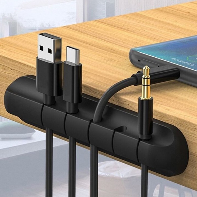 4 รู และ 6 รู Cable Organizer ซิลิโคนจัดระเบียบสาย USB Winder คลิปการจัดการสายเคเบิลที่ยืดหยุ่นสำหรับหูฟัง เมาส์