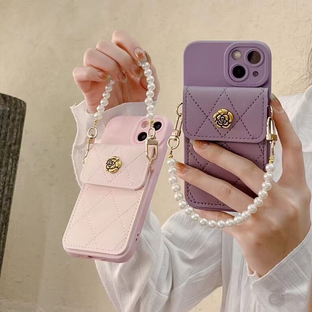 ใหม่ เคสโทรศัพท์มือถือ พร้อมช่องใส่บัตร เหรียญ สีม่วง ชมพู แฟชั่น สําหรับ IPhone 11 12 Pro Max X XR XS Max SE 7 Plus 8 Plus IPhone 13 Pro Max IPhone 14 15 Pro Max