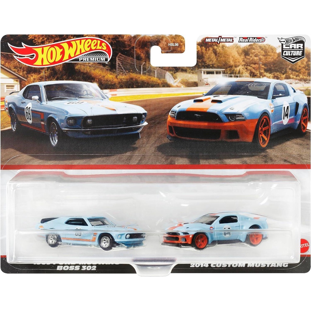 Hot Wheels Premium 2-Pack 1969 Ford Mustang BOSS 302 / 2014 Custom Mustang HKF58
