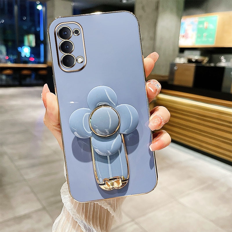 เคสโทรศัพท์มือถือ กันกระแทก ลายดอกไม้ กังหันลมน่ารัก 3D พร้อมขาตั้ง สําหรับ Oppo Reno4 Pro 4G Reno5 Reno6 4G 5G Reno 6Z