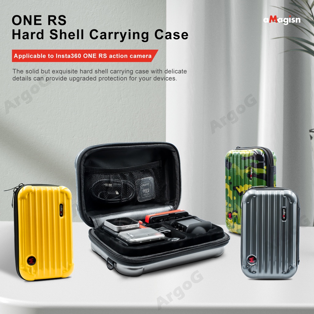 Amagisn กระเป๋าเคสแข็ง กันน้ํา แบบพกพา สําหรับ Insta360 ONE RS Insta360 ONE RS