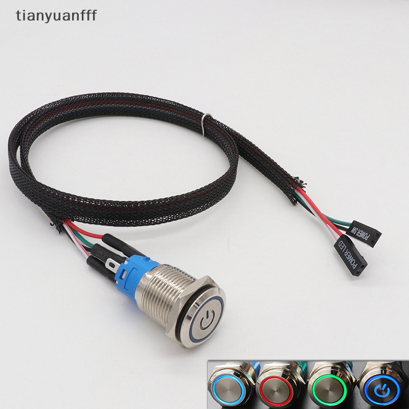 Tianyuanfff สวิตช์ปุ่มกดรีเซ็ต SW พร้อมสายเคเบิล สําหรับคอมพิวเตอร์ PC