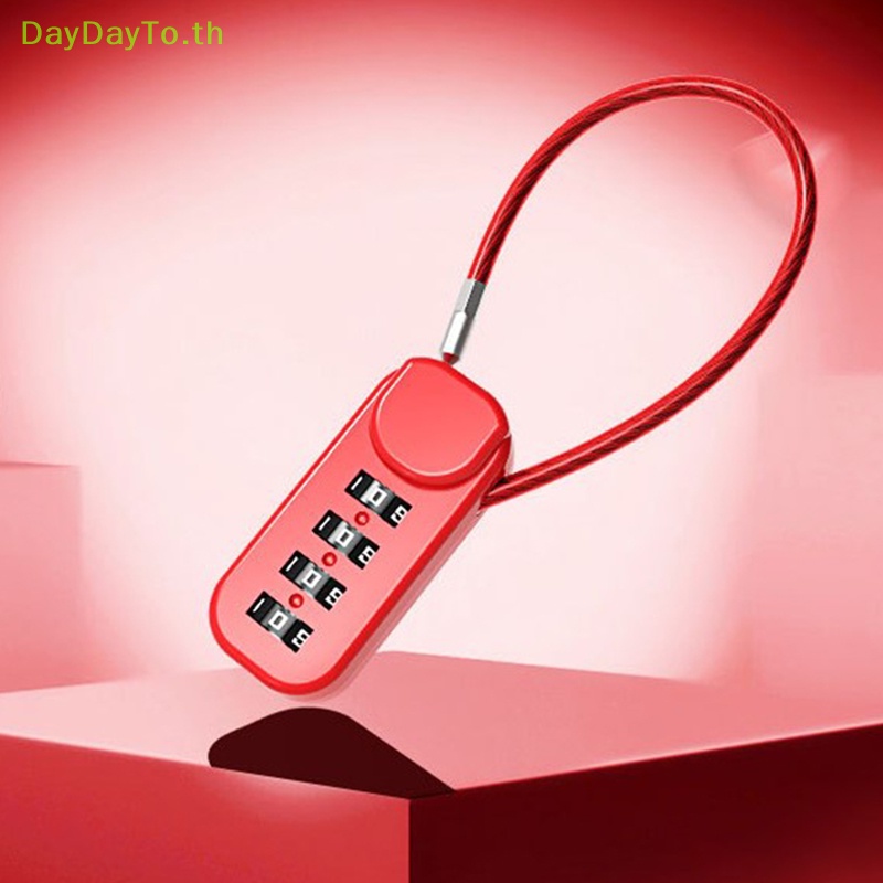 Daydayto ตัวล็อครหัส 4 หลัก พร้อมเชือกลวดสปริง สําหรับกระเป๋าเดินทาง กระเป๋าเป้สะพายหลัง กระเป๋าเดินทาง ลิ้นชัก TH