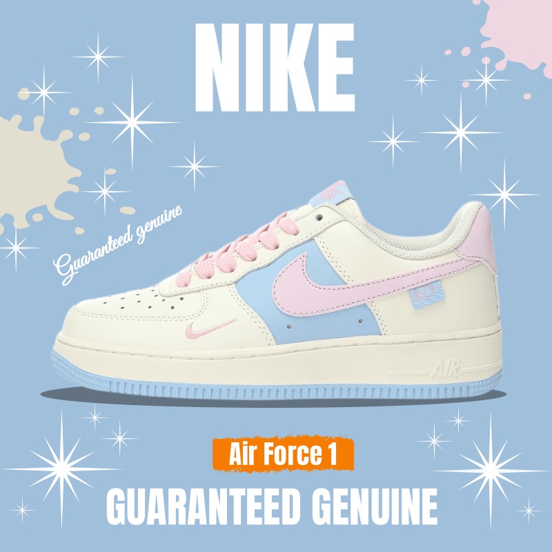 （จัดส่งฟรี）Nike Air Force 1 '07 Low QS"Sail White/Blue/Pink Swoosh" DB3301-222 รองเท้าผ้าใบ รองเท้า nike
