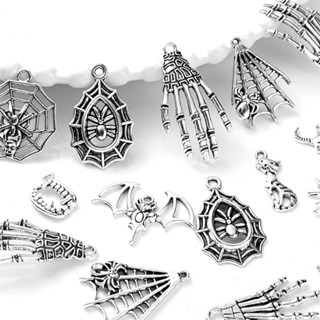 จี้ใยแมงมุม ค้างคาว แมว กะโหลก แมงมุม ฟักทอง สไตล์วินเทจ สํา…