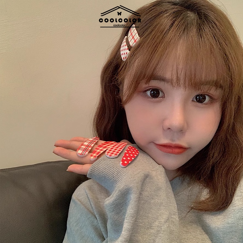 ในไทย💖กิ๊บติดผมลายสก๊อตสีแดงสไตล์เกาหลีน่ารักสไตล์เกาหลีInsสําหรับนักเรียนหญิง.COD