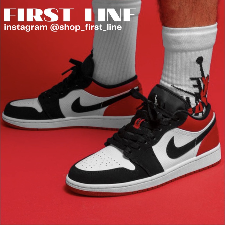 ,,Nike Nike Air Jordan 1 Low Black Toe AJ1 Tênis de basquete Jordan1 Treinamento de lazer femini