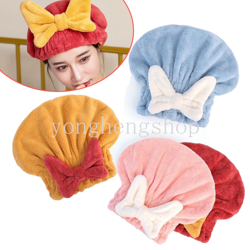 หมวกคลุมผม ผ้าไมโครไฟเบอร์ ผ้ากํามะหยี่ แบบหนา ดูดซับน้ําได้ดี แห้งเร็ว ประดับโบว์น่ารัก เหมาะกับใส่ในห้องน้ํา สําหรับผู้หญิง - รูปที่ 7