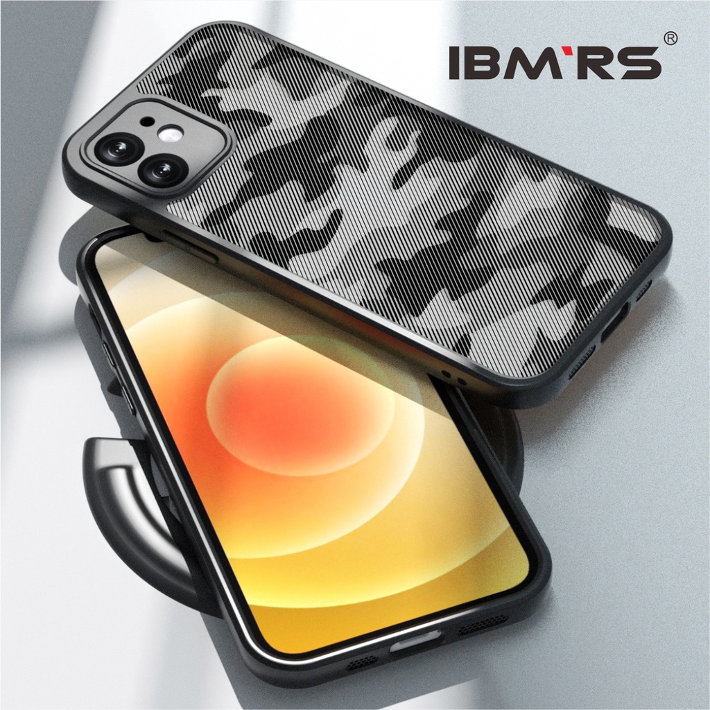 Ibmrs (การออกแบบทางทหาร) เคสแข็ง แบบใส กันกระแทก สําหรับ Apple iPhone 12 Camo
