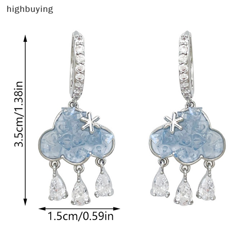 [highbuying] 1 คู่ น่ารัก เมฆ ต่างหูคริสตัล สีฟ้า เมฆฝน ต่างหูหยดน้ํา เพื่อความสวยงาม คาวาอี้ เพทาย ต่างหูหัวเข็มขัด ต่างหูปีใหม่ เครื่องประดับ ของขวัญ สินค้าใหม่