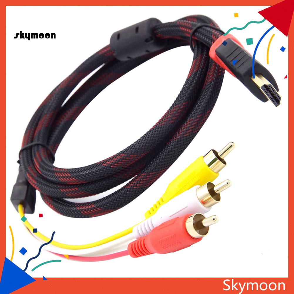 Skym* DOONJIEY สายเคเบิลอะแดปเตอร์เชื่อมต่อ HDMI ตัวผู้ เป็น 3 RCA AV คอมโพสิตตัวผู้ M/M