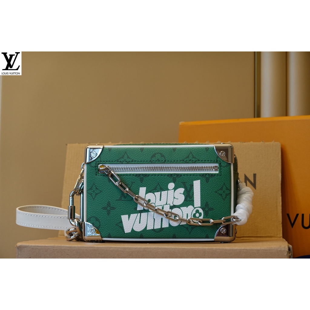 หลุยส์วิตตอง Louis Vuitton กระเป๋าถือ lv 0 💰 [มินิซอฟท์กระเป๋าเดินทางห่วงโซ่กระเป๋าแสดง] m44480 สีเขียว (ไหมผ้าไหม letb