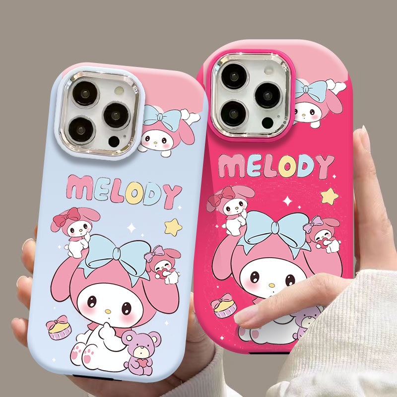 เคส iphone hone 11 12 Pro Max iphoneX Xr Xs Max 7 8 6s plus การ์ตูนอะนิเมะ, Merlot ตุ๊กตาหมี, กรอบโลหะป้องกันการตกและสิ่งสกปรกทน, เคสโทรศัพท์ซิลิโคนอ่อนนุ่ม