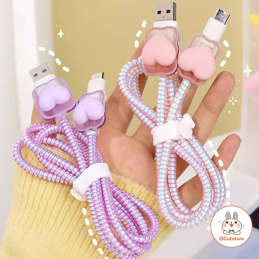Girly ปลอกหุ้มสายชาร์จ USB Type-C รูปหัวใจ สําหรับ Apple 18 20w