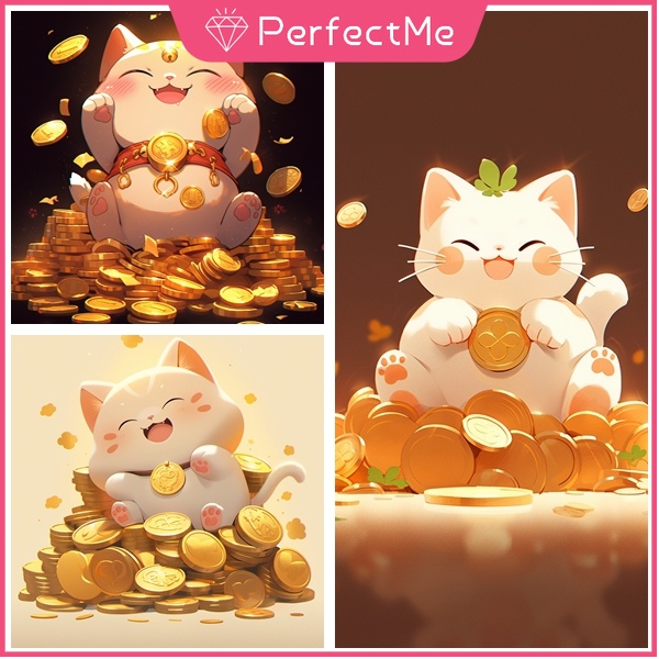 【PM】Maneki Neko ชุดงานปักครอสติชเม็ดบีด ทรงเพชร อะคริลิค ทรงกลม ลายเทศกาลปีใหม่ 5D สําหรับตกแต่งบ้าน 30x40 ซม. 动物 5242