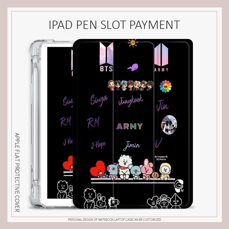 เคส ลายการ์ตูน BTS พร้อมช่องใส่ปากกา สําหรับ ipad 2022 pro11 gen10 ipad 10.2 gen7 8 9 air4 5 mini4 5 6 ipad gen5 6 air1 2