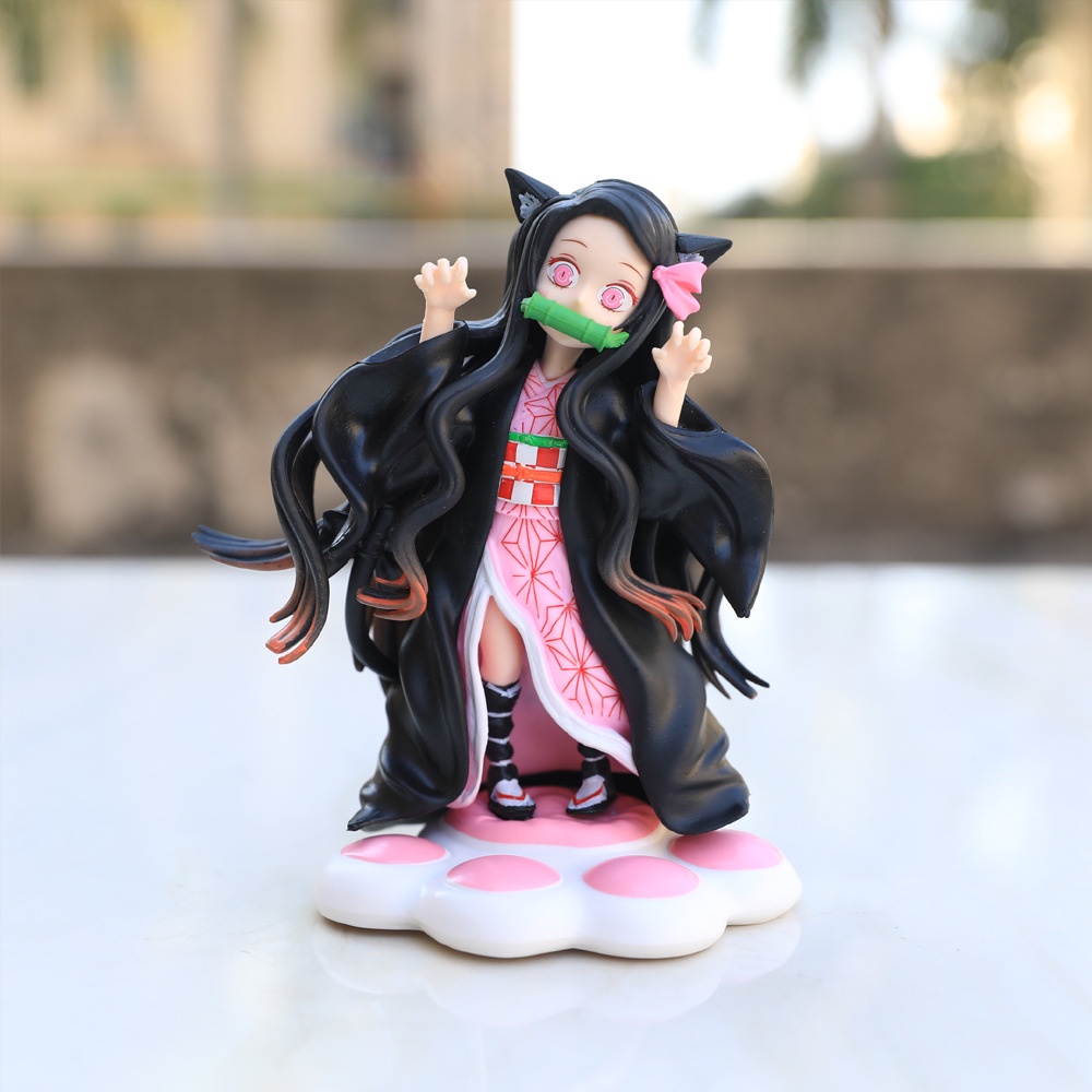 ตุ๊กตาฟิกเกอร์ Demon Slayer Cat Claw Demon Nezuko Meow Nezuko ขนาดเล็ก ของเล่นสําหรับเด็ก