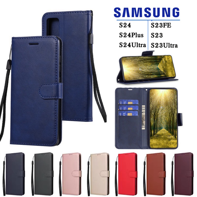 เคสโทรศัพท์หนัง ฝาพับ ล็อค สําหรับ SAMSUNG S23FE S22 S23 S24 Ultra Plus S24ultra S23ultra พร้อมช่องใส่บัตร เคสมีแม่เหล็ก