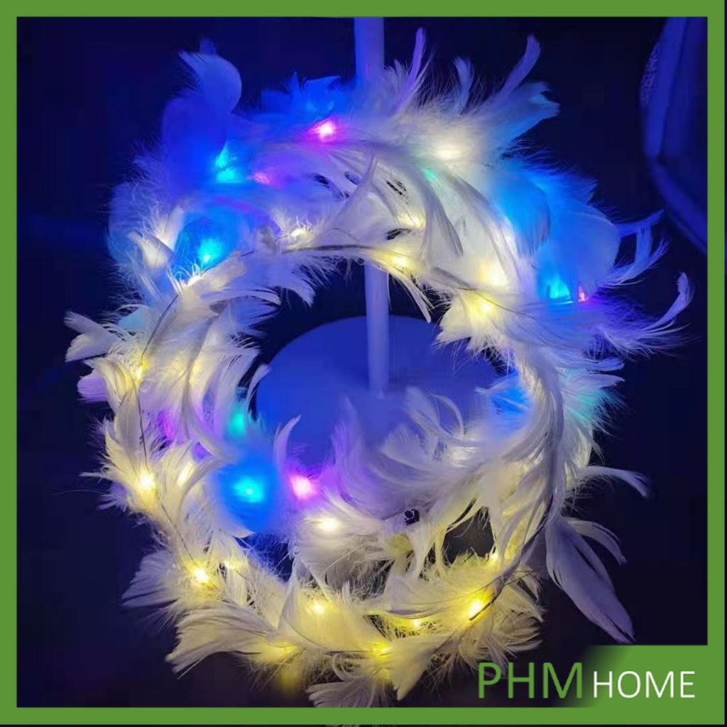 PHM LED 3 สเต็บ ที่คาดผมขนนกมีไฟ สําหรับงานปาร์ตี้ งานวันเกิด วันวาเลนไทน์ LED Feather Headband - รูปที่ 6