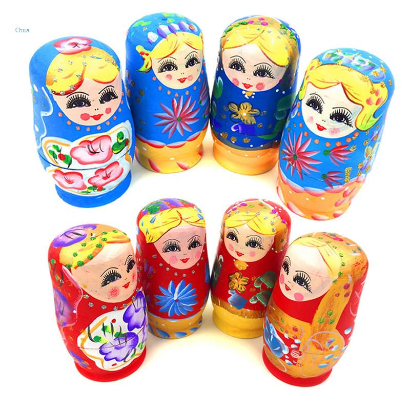 Chua ชุดตุ๊กตารัสเซีย วาดลายด้วยมือ 5 ชิ้น