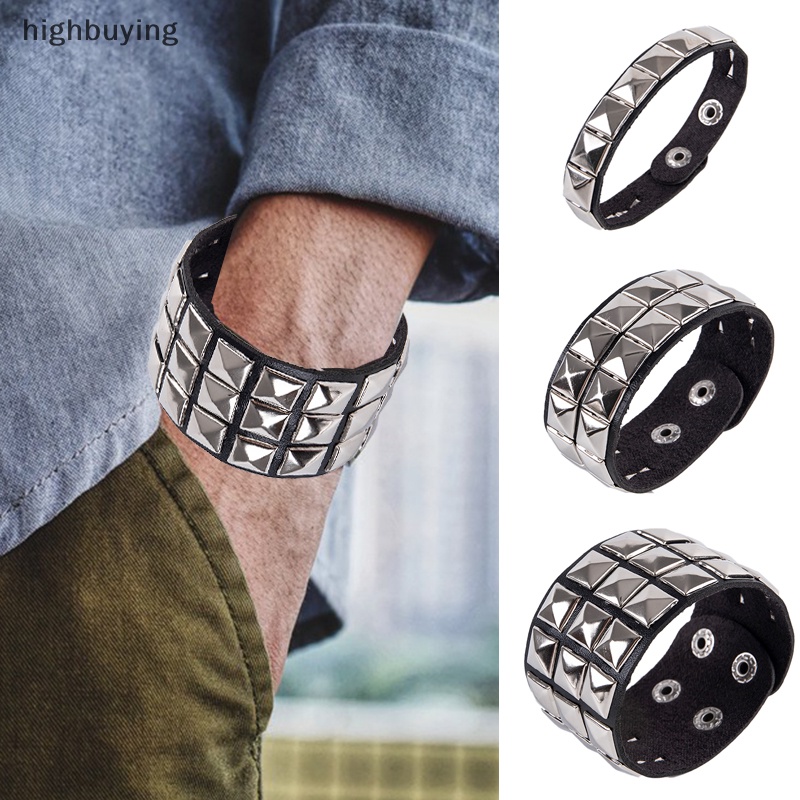 [highbuying] ไม่ซ้ําใคร หมุดย้ํา สตั๊ด กว้าง ข้อมือพังก์ โกธิค ร็อค ทุกเพศ กําไลข้อมือ สร้อยข้อมือผู้ชาย เครื่องประดับ ใหม่ พร้อมส่ง