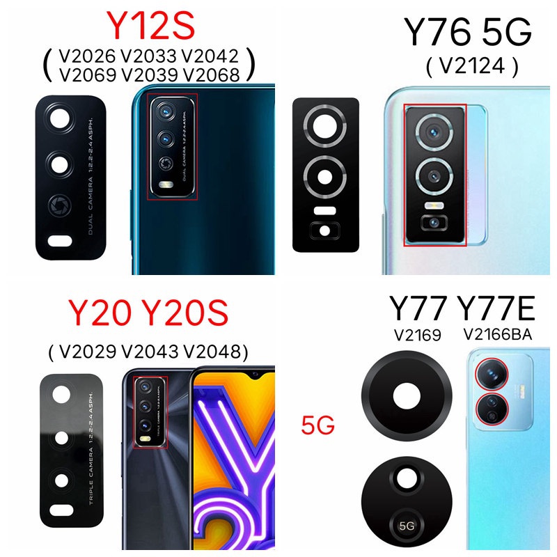 Foxfix เลนส์กล้องด้านหลังสําหรับ VIVO Y12S Y20 20S Y76 Y77 5G พร้อมกาว V2124 V2169 V2026 V2029 V2043 FVSI