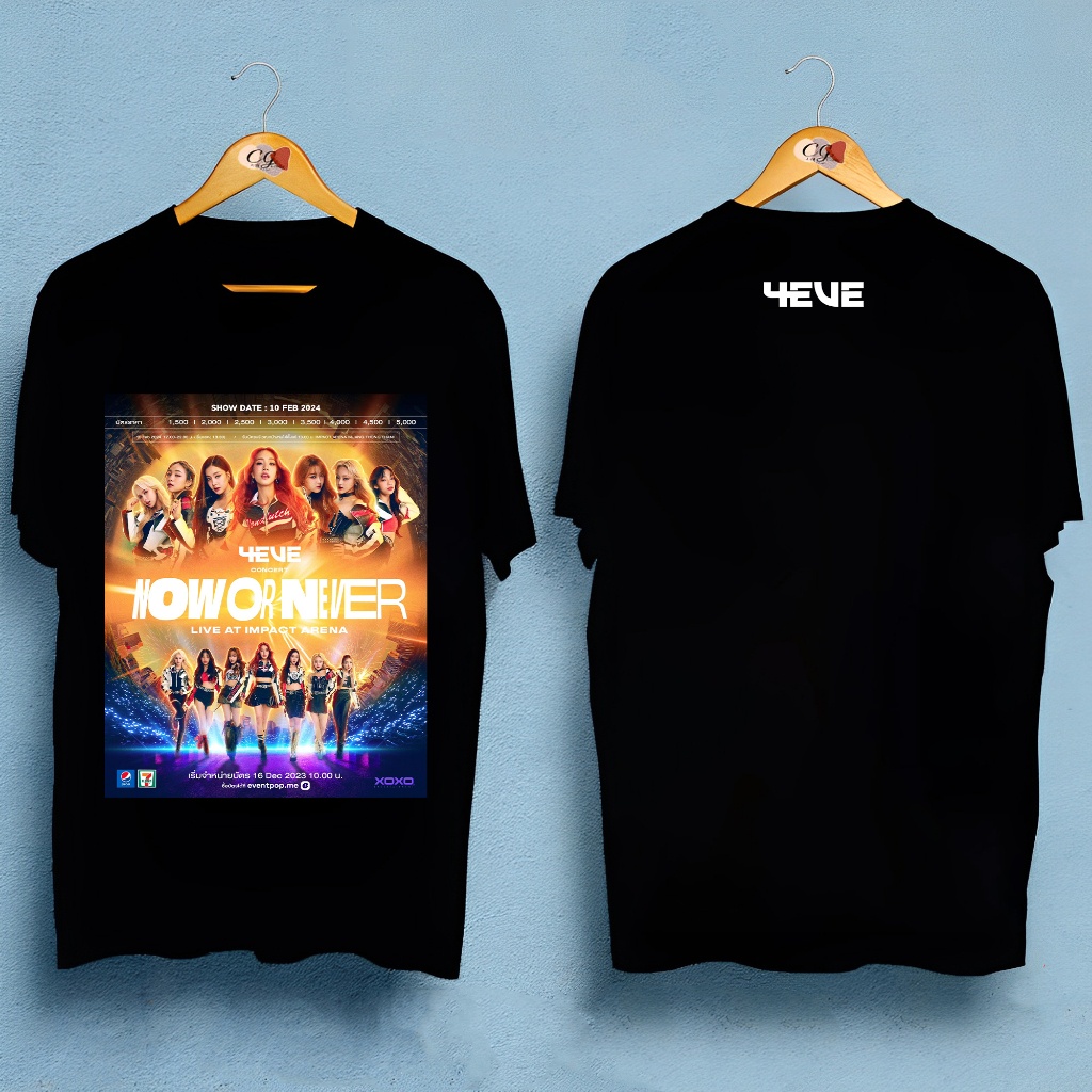 แฟชั่น 【ใหม่】[สินค้ามีในสต็อก] เสื้อยืดคอกลมแขนสั้นพิมพ์ลาย 4eve LIVE AT IMPACT ARENA   T shirts