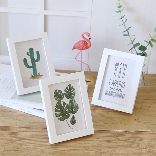 กรอบรูป 4x6 นิ้ว สีขาว สีดำ ไม้กว้าง