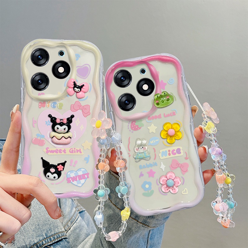 เคสโทรศัพท์มือถือ ซิลิโคนนิ่ม TPU กันกระแทก ลายการ์ตูนน่ารัก 3D พร้อมสายคล้อง สําหรับ Tecno Spark Go 2024 Tecno SparkGo 2024