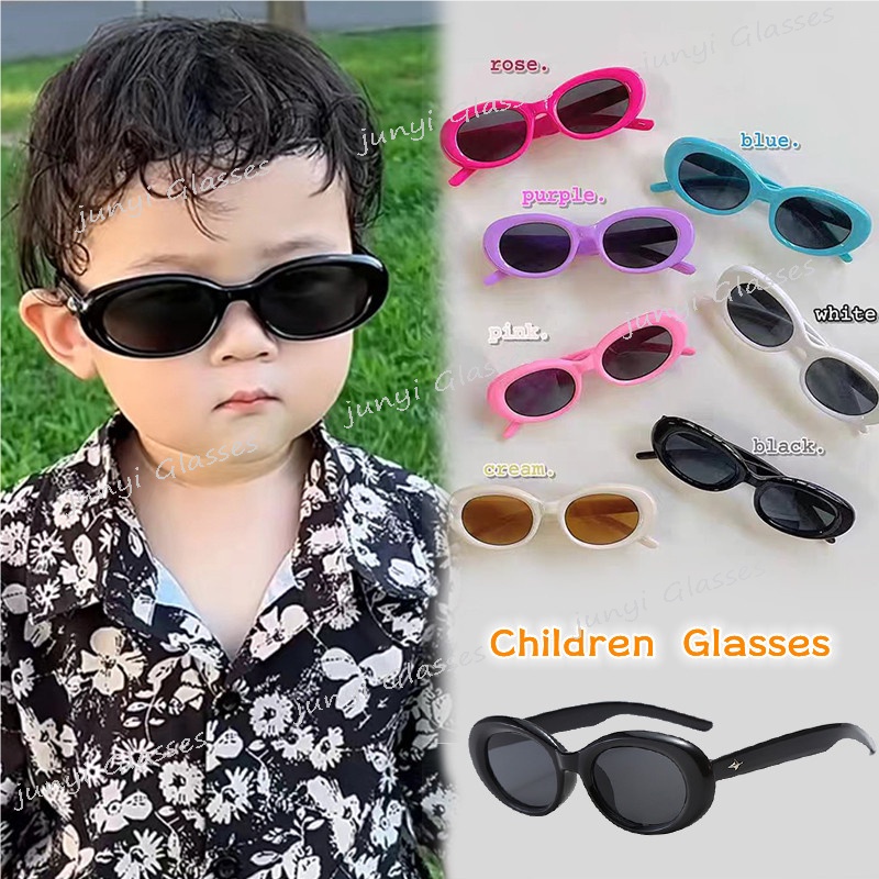 แว่นตากันแดด ทรงวงรี ป้องกันรังสียูวี กรอบขนาดเล็ก สไตล์เกาหลี แฟชั่นเรโทร สําหรับเด็กผู้ชาย และเด็กผู้หญิง