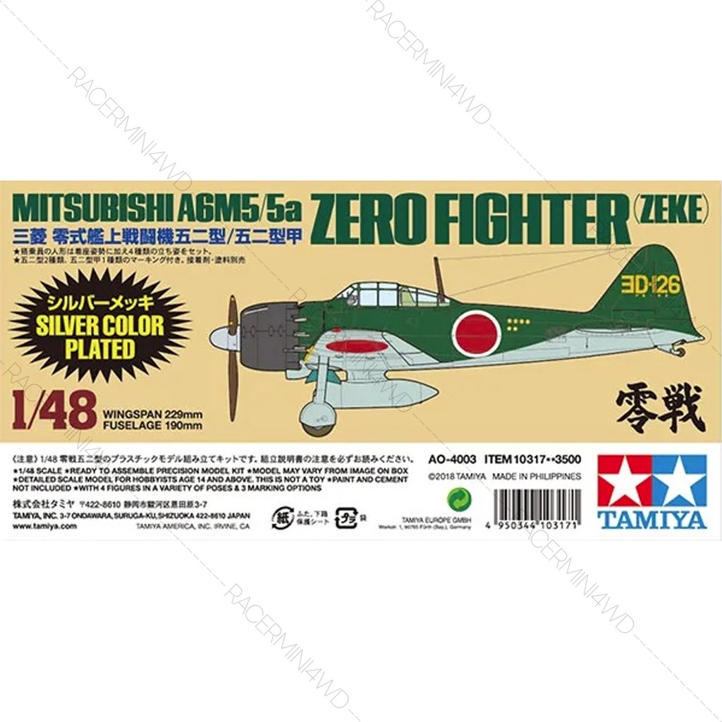 TAMIYA 10317 1/48 Model Kit Mitsubishi A6M5/5a Zero Fighter (Zeke) Silver Plated