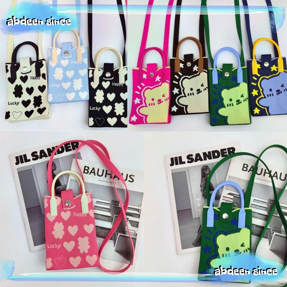 กระเป๋าถือไหมพรม เอโบเดนซิน กระเป๋าข้อมือมินิผูกปมน่ารักถักการ์ตูนความจุสูงกระเป๋าโทรศัพท์นักเรียน