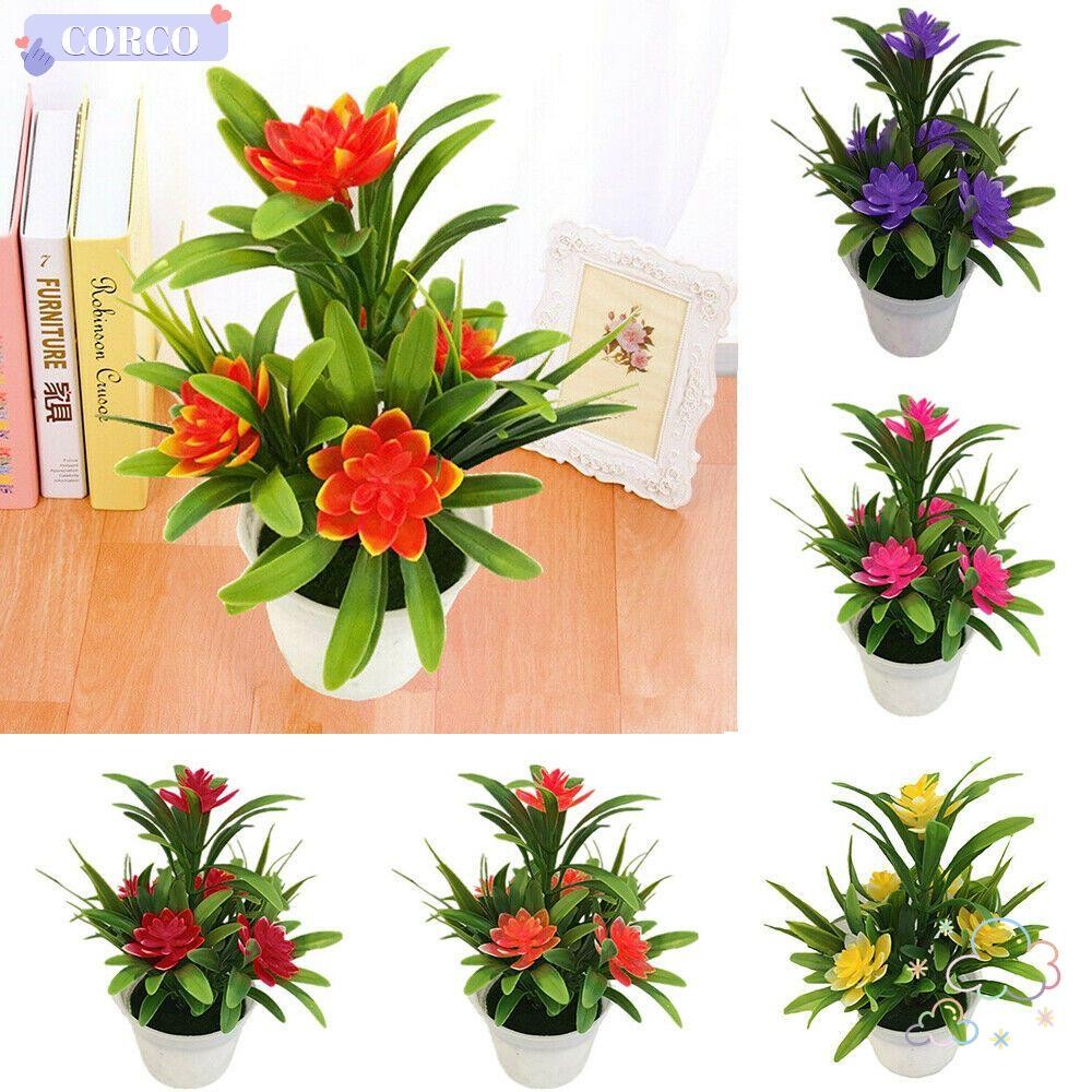 Corco ต้นไม้ปลอมสําหรับสํานักงานสีเหลืองงานแต่งงาน Decortion พร้อมกระถาง