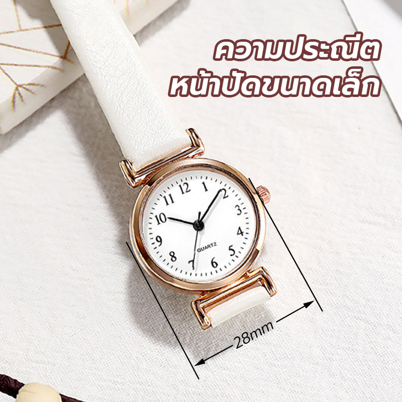 นาฬิกาสายหนัง นาฬิกาผู้หญิง แผ่นดิสก์ ขนาดเล็ก แฟชั่นสําหรับสตรี ความเรียบง่าย สายหนัง ปรับได้