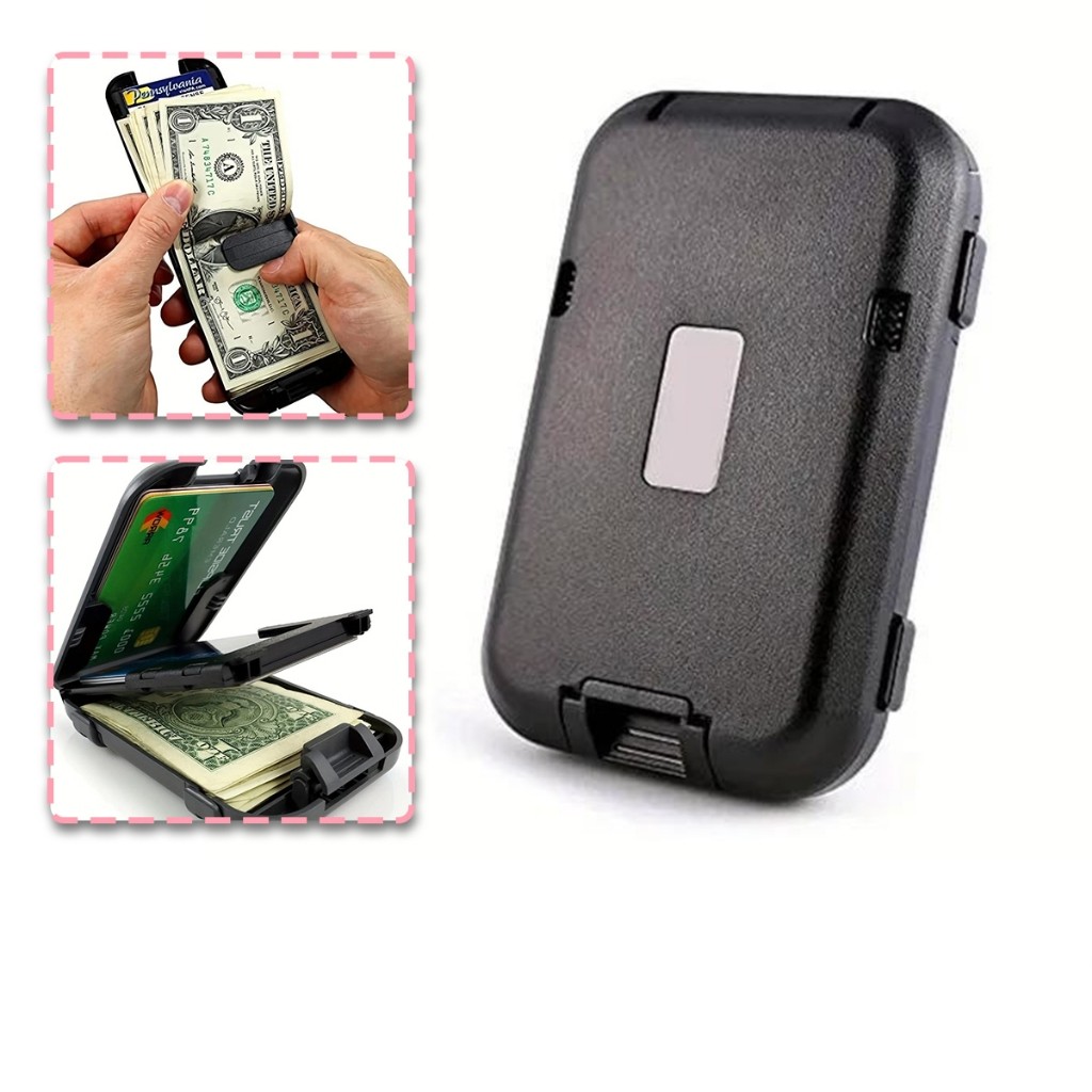 rfid blocking card holder กระเป๋าสตางค์ใส่นามบัตร บัตรเครดิต กันขโมย กันน้ำ สีดำพลาสติก