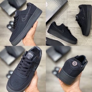 Nike Air Force 1 x Stussy low fossil รองเท้าผ้าใบลําลอง สีดํา (ไซซ์ 36-45)