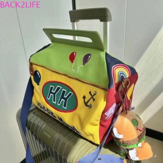 Back2life กระเป๋าถือ กระเป๋าเดินทาง ผ้าแคนวาส หนัง PU ลายการ์ตูน SpongeBob ความจุเยอะ สําหรับเดินทาง