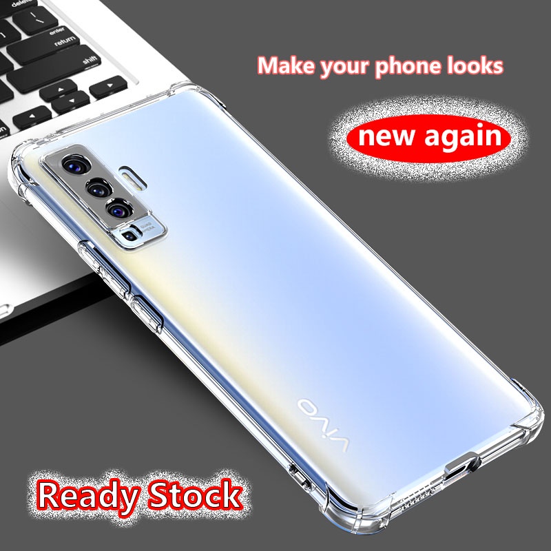 สําหรับ Vivo X50 4G 5G 2004 2005 V2001A คริสตัลใส 4 มุมกันกระแทกยางนุ่ม Jelly กรณีเคสโทรศัพท์ฝาหลังก