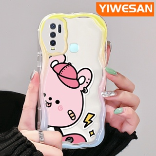 เคสโทรศัพท์มือถือแบบนิ่ม ใส กันกระแทก ลายการ์ตูนหมีสีชมพู สีมาการอง สําหรับ VIVO Y30 Y30i Y50