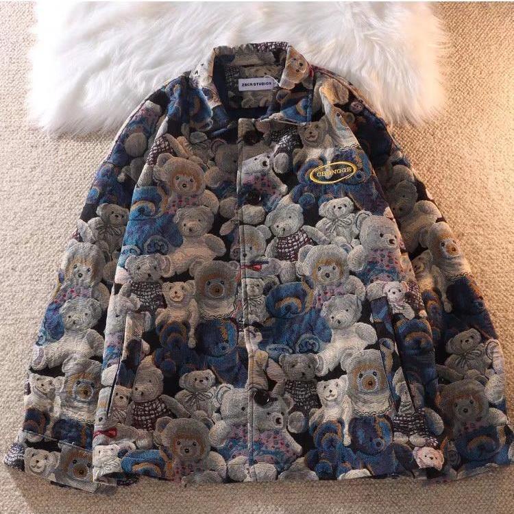 Coat Full Version Bear American Loose Unisex Lapel Jacket